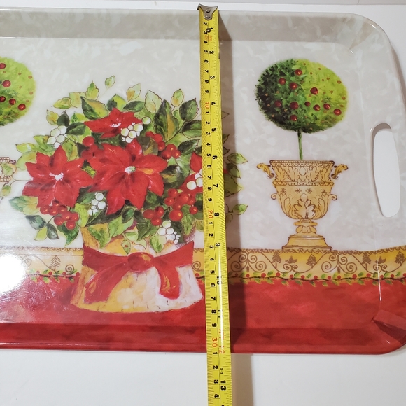 Holiday Poinsettia Melamine Plastic Tea Serving Tray - Picture 12 of 12